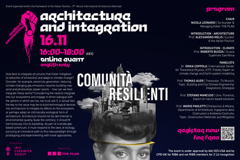Architecture and Integration y Media Cities Appunto Verde los webinars de Iris Ceramica Group y Comunità Resilienti Biennale di Venezia
