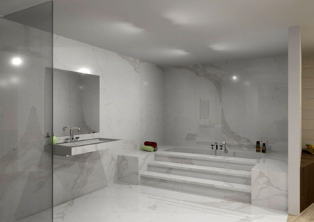 El baño contemporáneo con superficies de gres porcelánico Stonepeak
