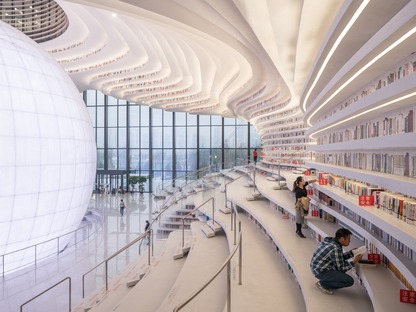Esfera de policarbonato para la Biblioteca Binhai, por MVRDV
